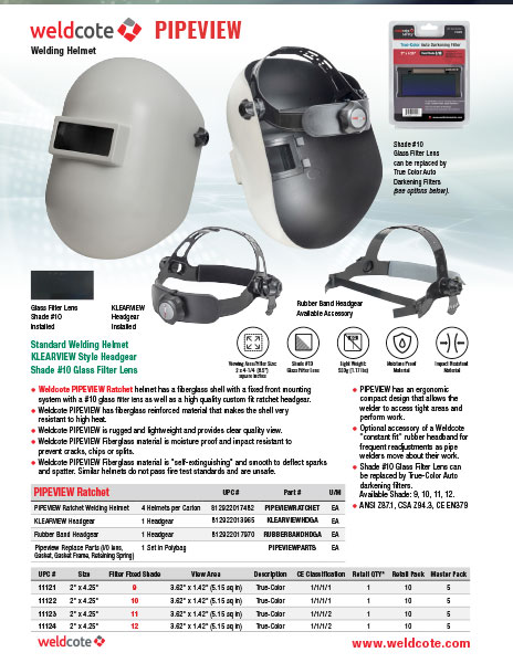 Weldcote PIPEVIEW Helmets